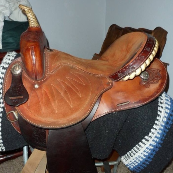 15" USED Lamb Leather Barrel Saddle *EXTRA SHIP* - Picture 1 of 8